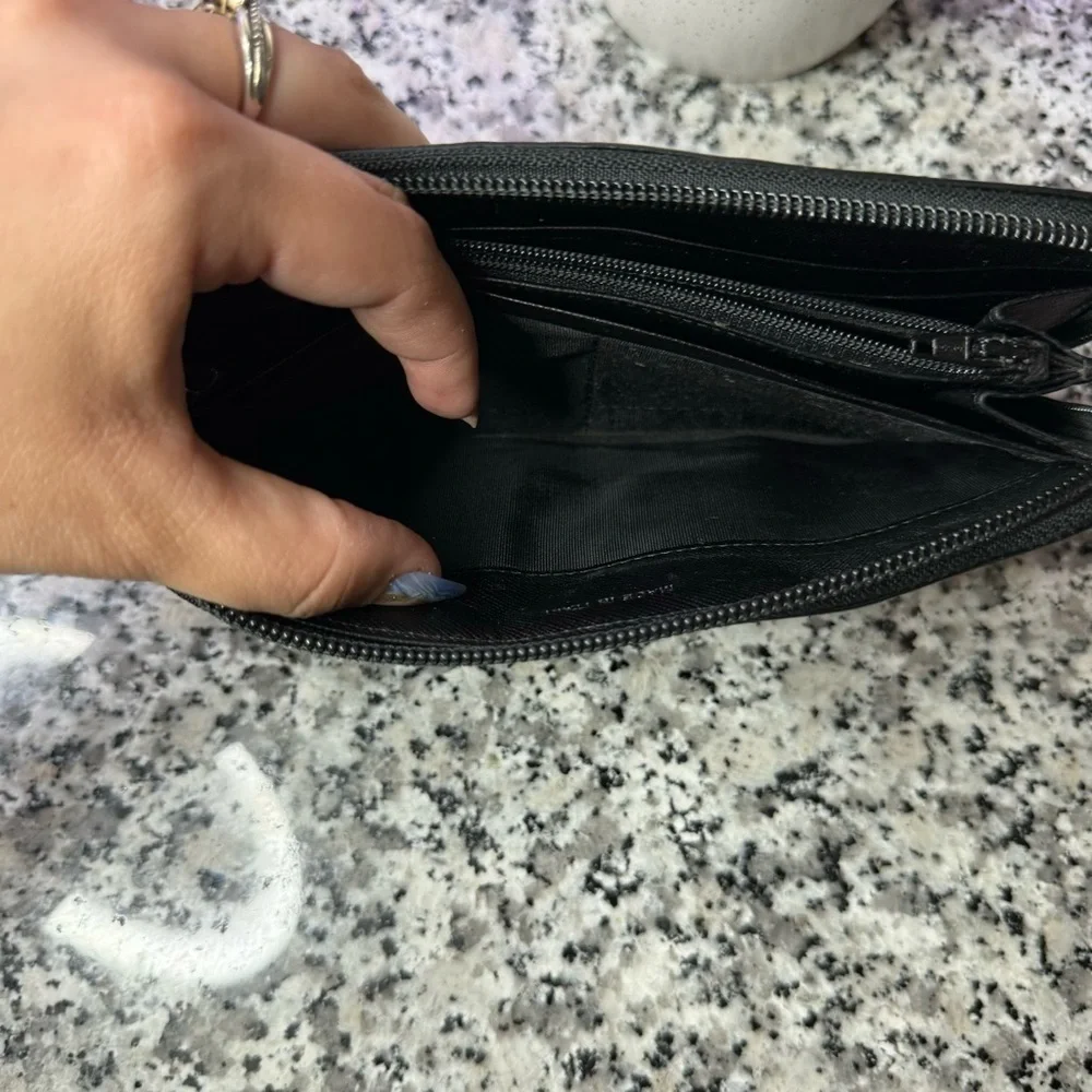 Prada | Black Zip Around Wallet Saffiano Leather Long